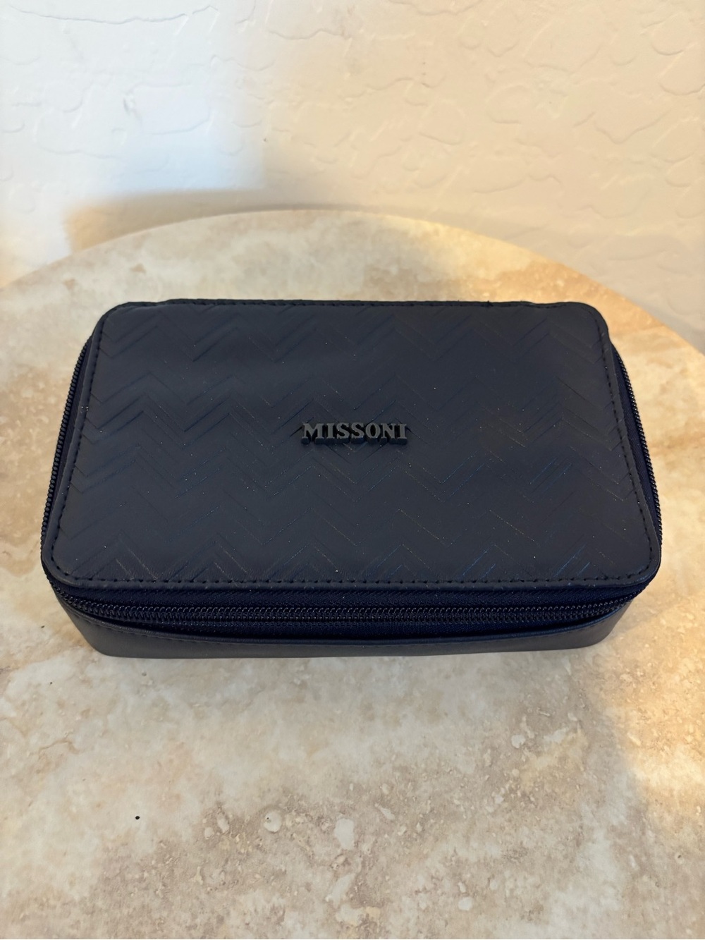 Missoni Navy Quilted Travel Zip Cosmetic Pouch